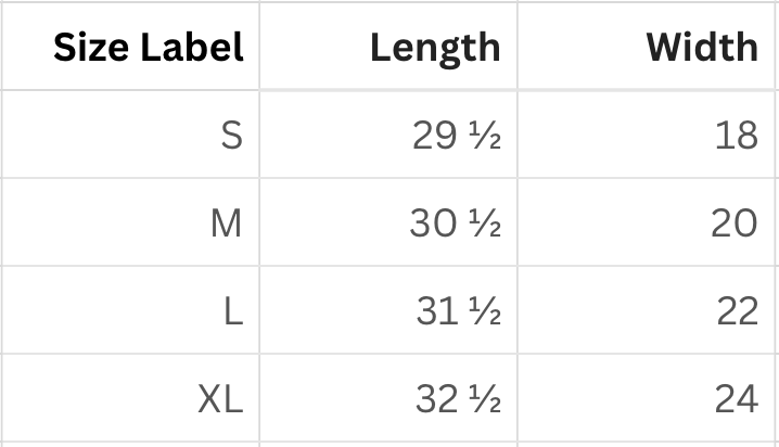 Size Guide for