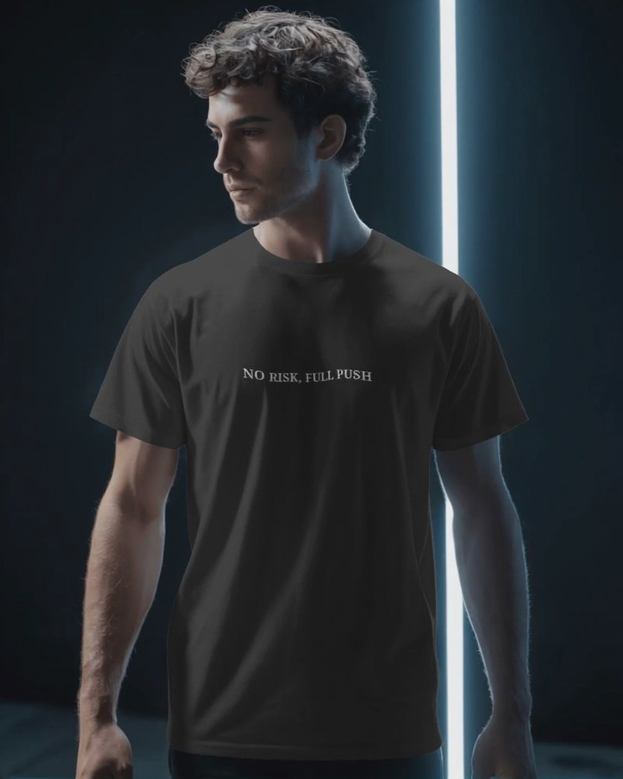 "NO RISK, FULL PUSH" - Unisex Premium Heavyweight T-Shirt