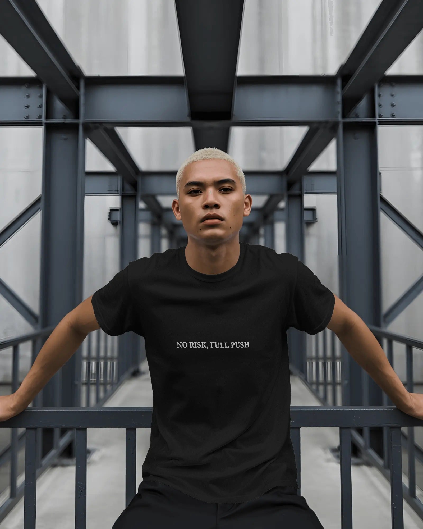 "NO RISK, FULL PUSH" - Unisex Premium Heavyweight T-Shirt